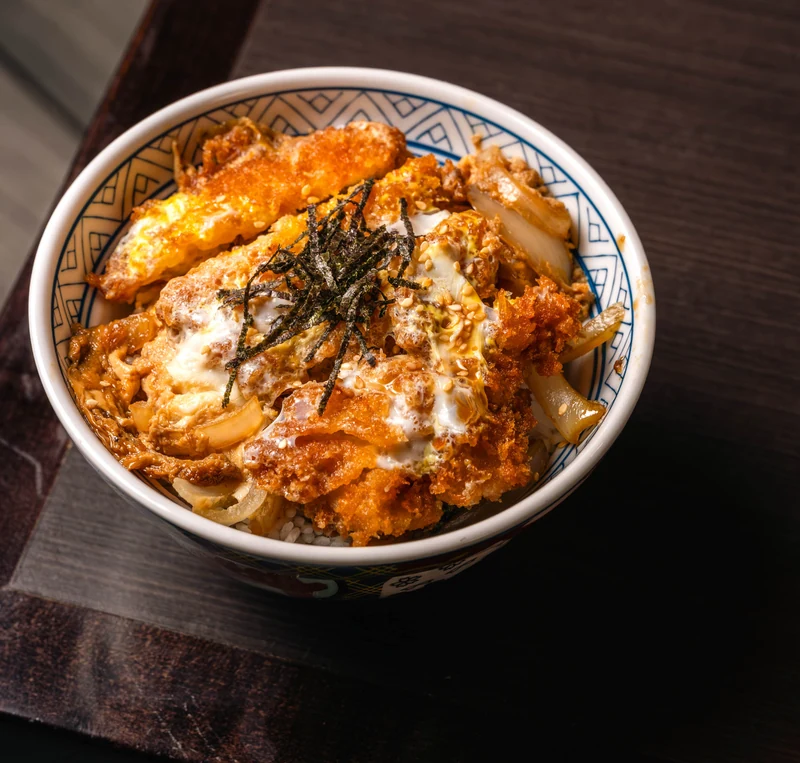 Crispy katsu don rice bowl served at Kon'ya Japan, a Japanese restaurant in Nolan Hill, Calgary