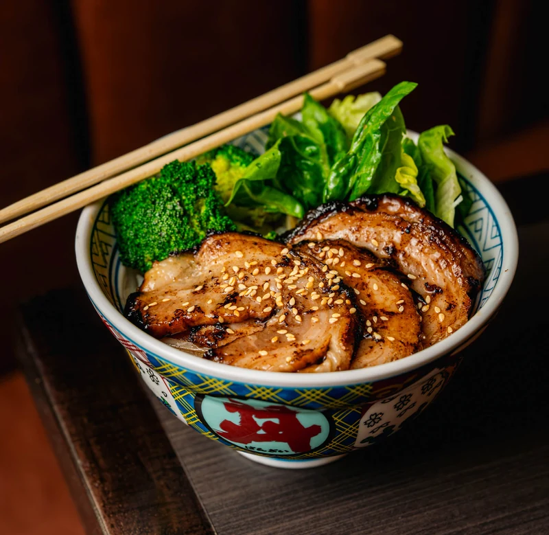 Chashu don pork rice bowl near Nolan Hill