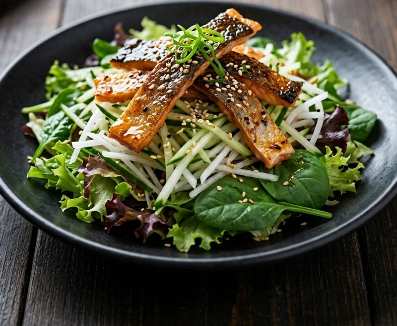 Salmon skin salad at Kon'ya Japan in Nolan Hill, Calgary