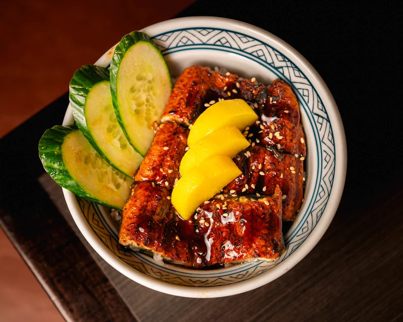 Unagi don grilled eel rice bowl at Kon'ya Japan in Nolan Hill, Calgary
